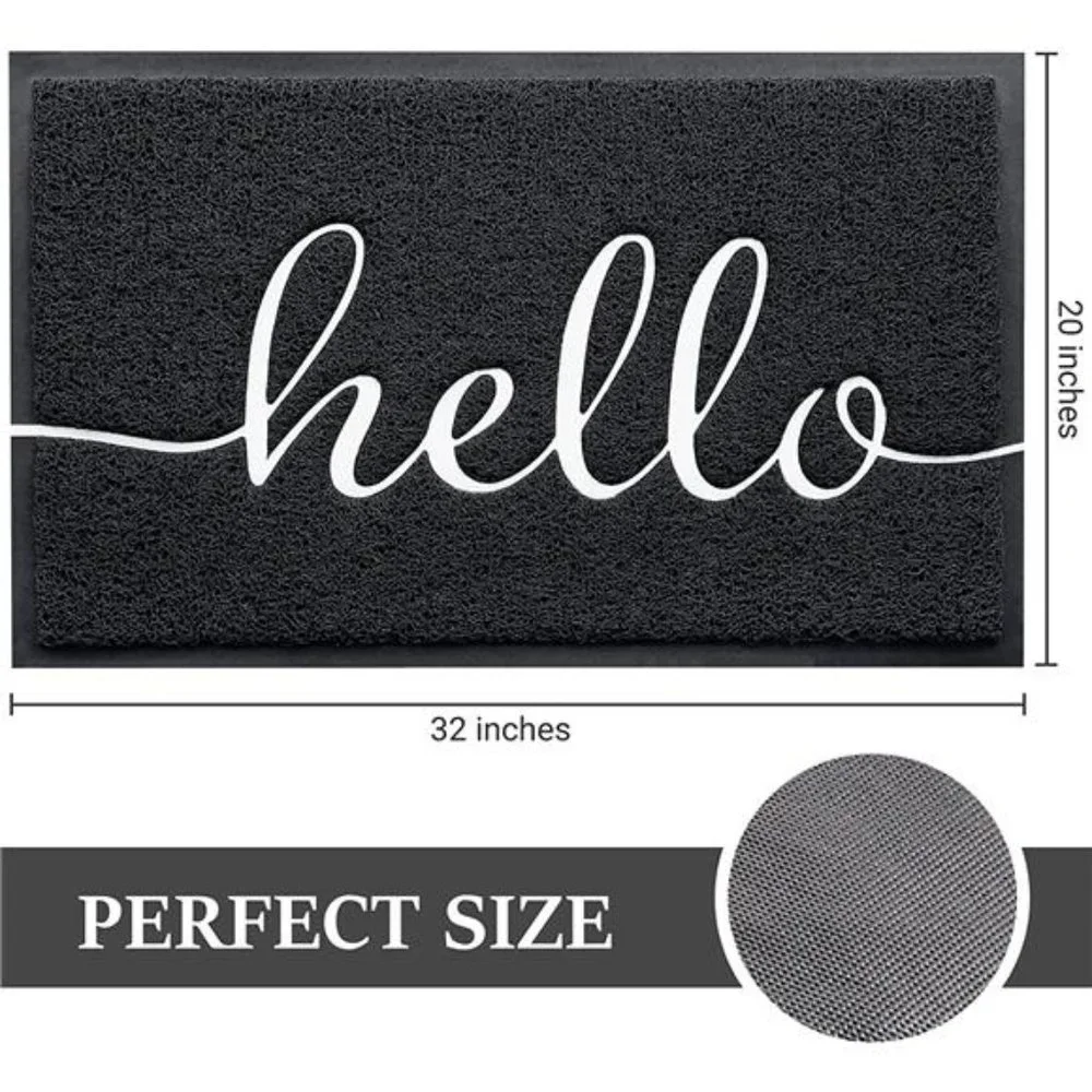 Hello Door Mat Durable Low Profile Floor Mat Non Slip Indoor Outdoor 32x20 Rug